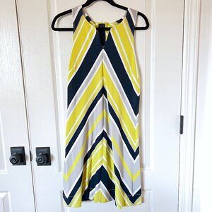 Banana Republic Milly Collection Blue, Yellow, Grey Chevron Strip Dress Size 8